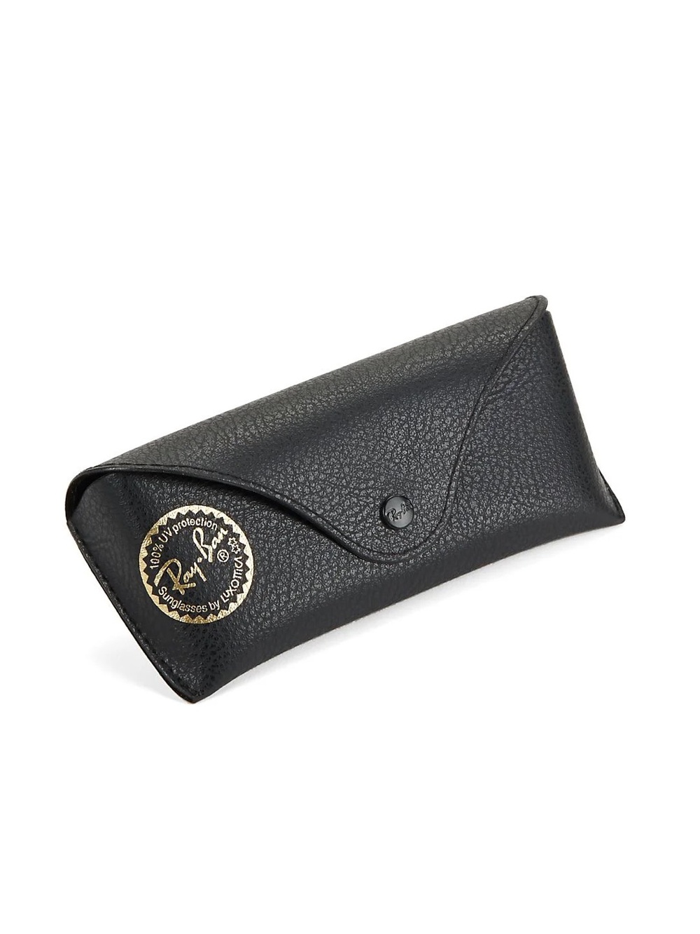 Ray-Ban Black Pebbled Leather Sunglass Case with Gold Logo Accent